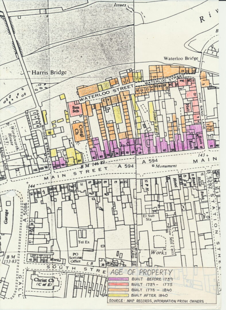 Map 01 Waterloo Street Main Street Age of property 1739 to 1840 information from owners