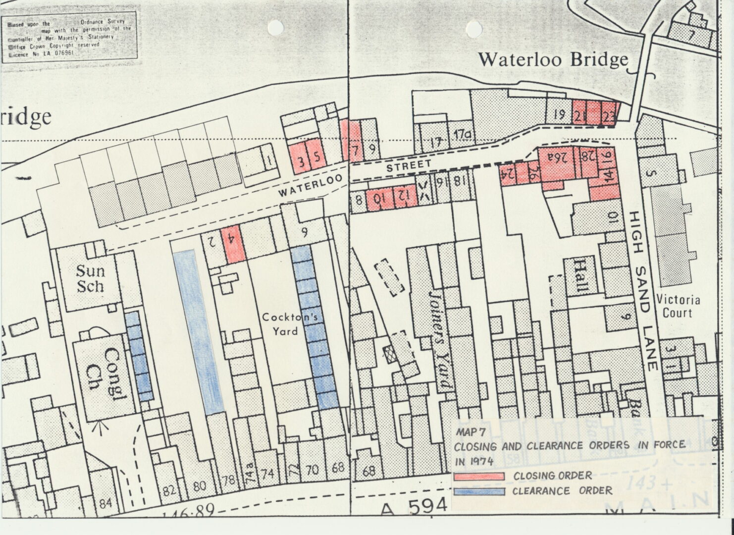 Map 07 Waterloo Street closing and clearance orders in force in 1974 in report of 1989 rotated