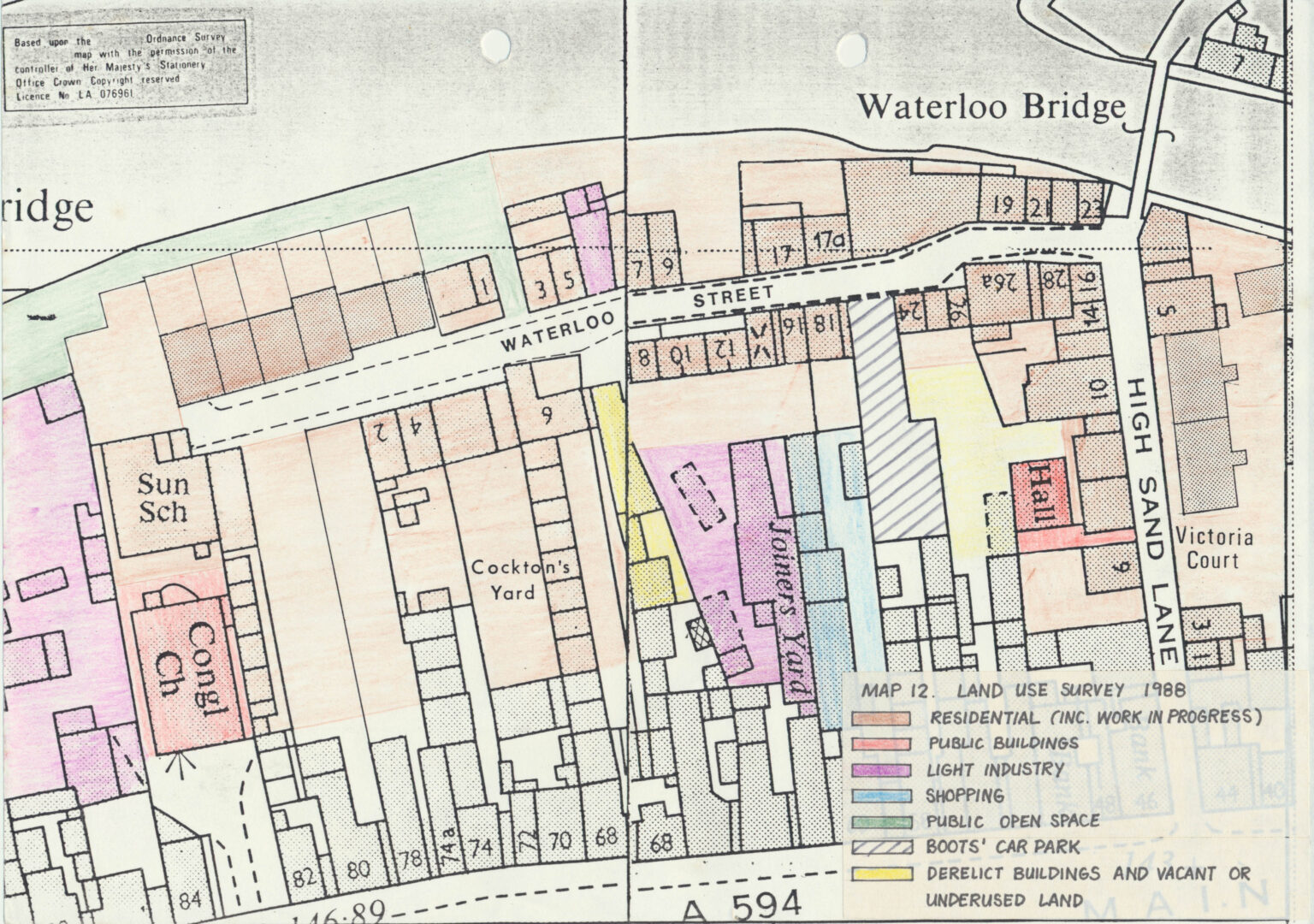 Map 12 Waterloo Street Land use survey 1988 scaled