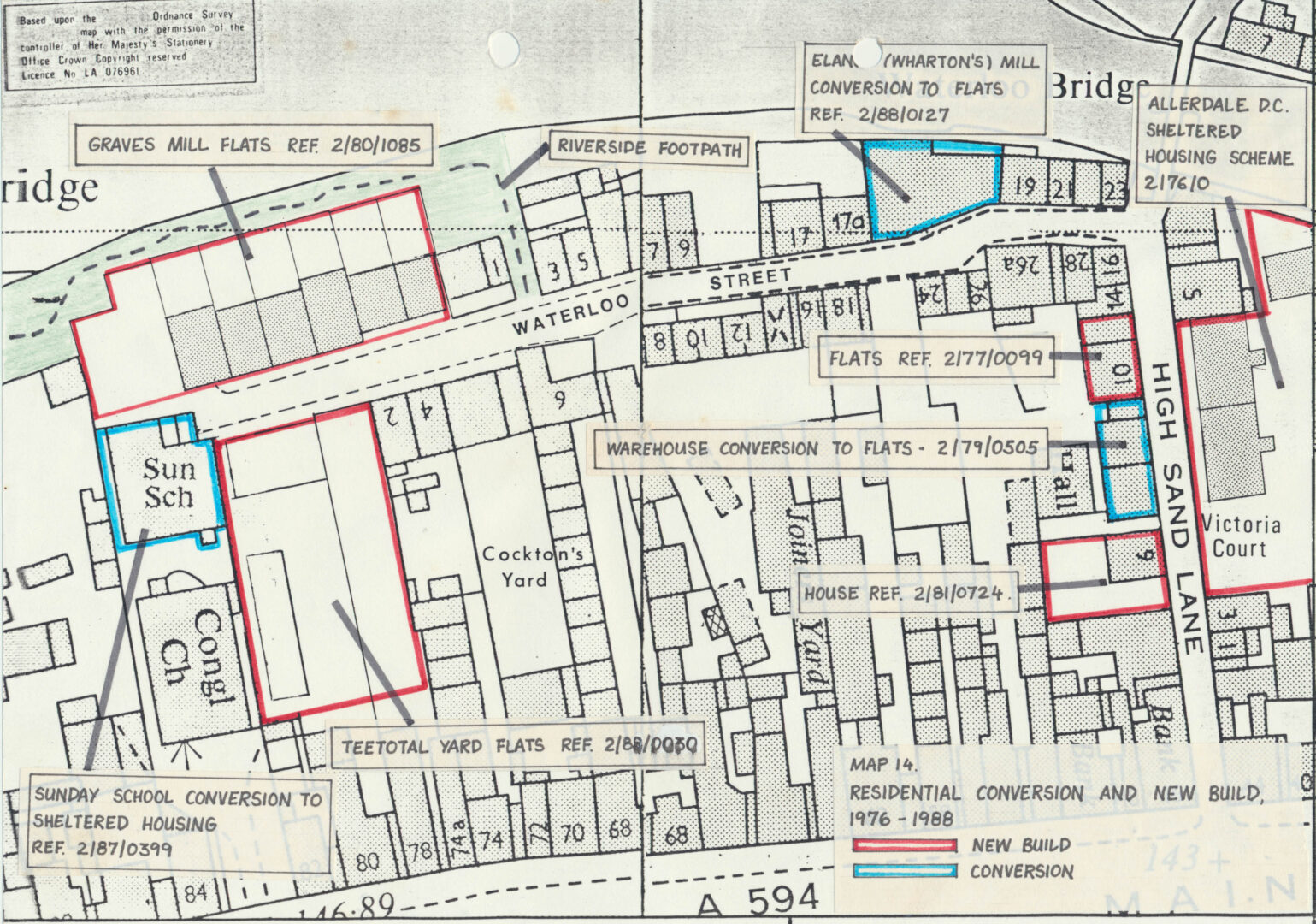Map 14 Waterloo Street residential conversions and new build proposed 1976 1988 scaled