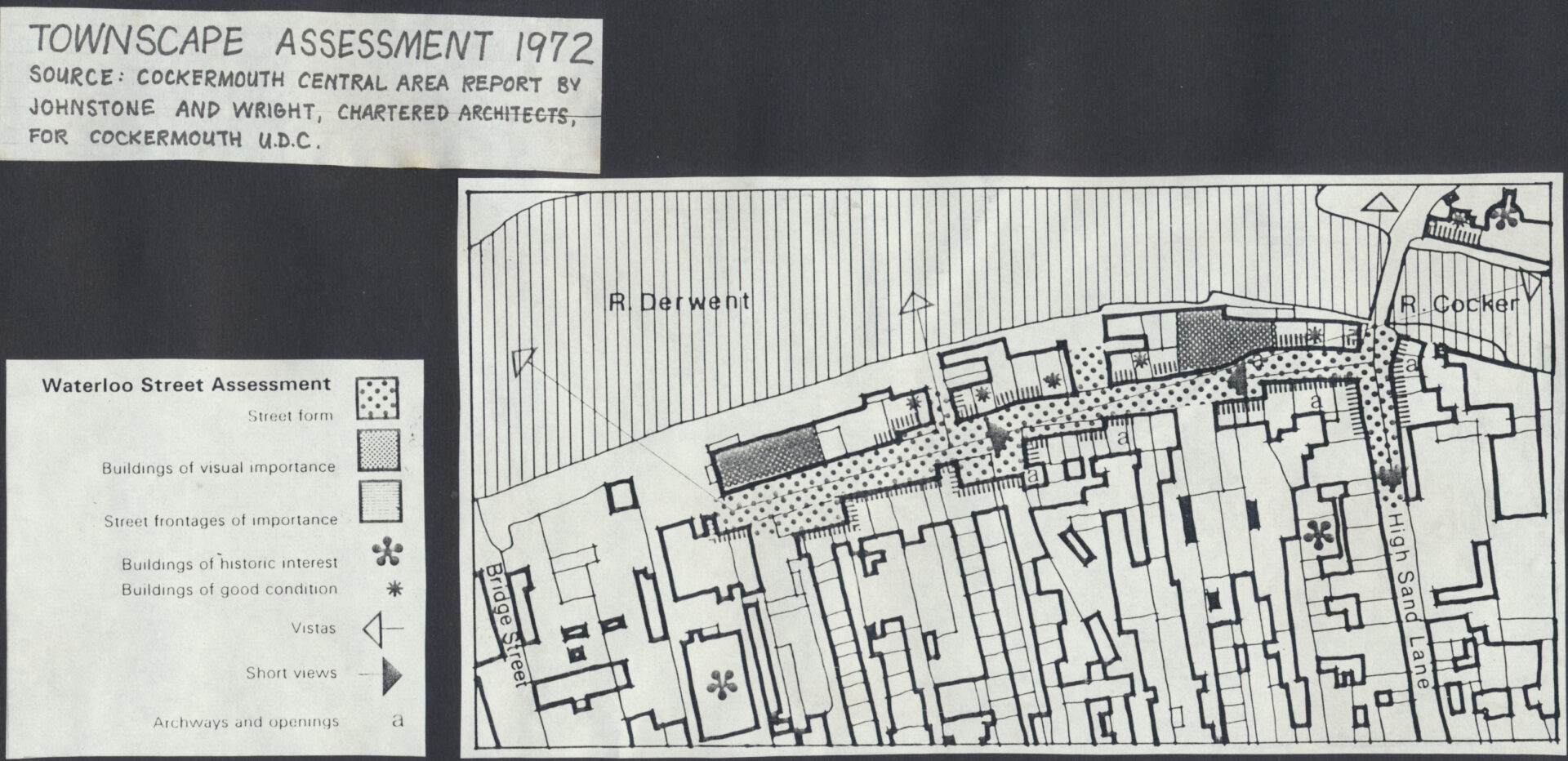 Map Townscape Assessment 1972 Johnstone and Wright Architects for Cockermouth UDC scaled