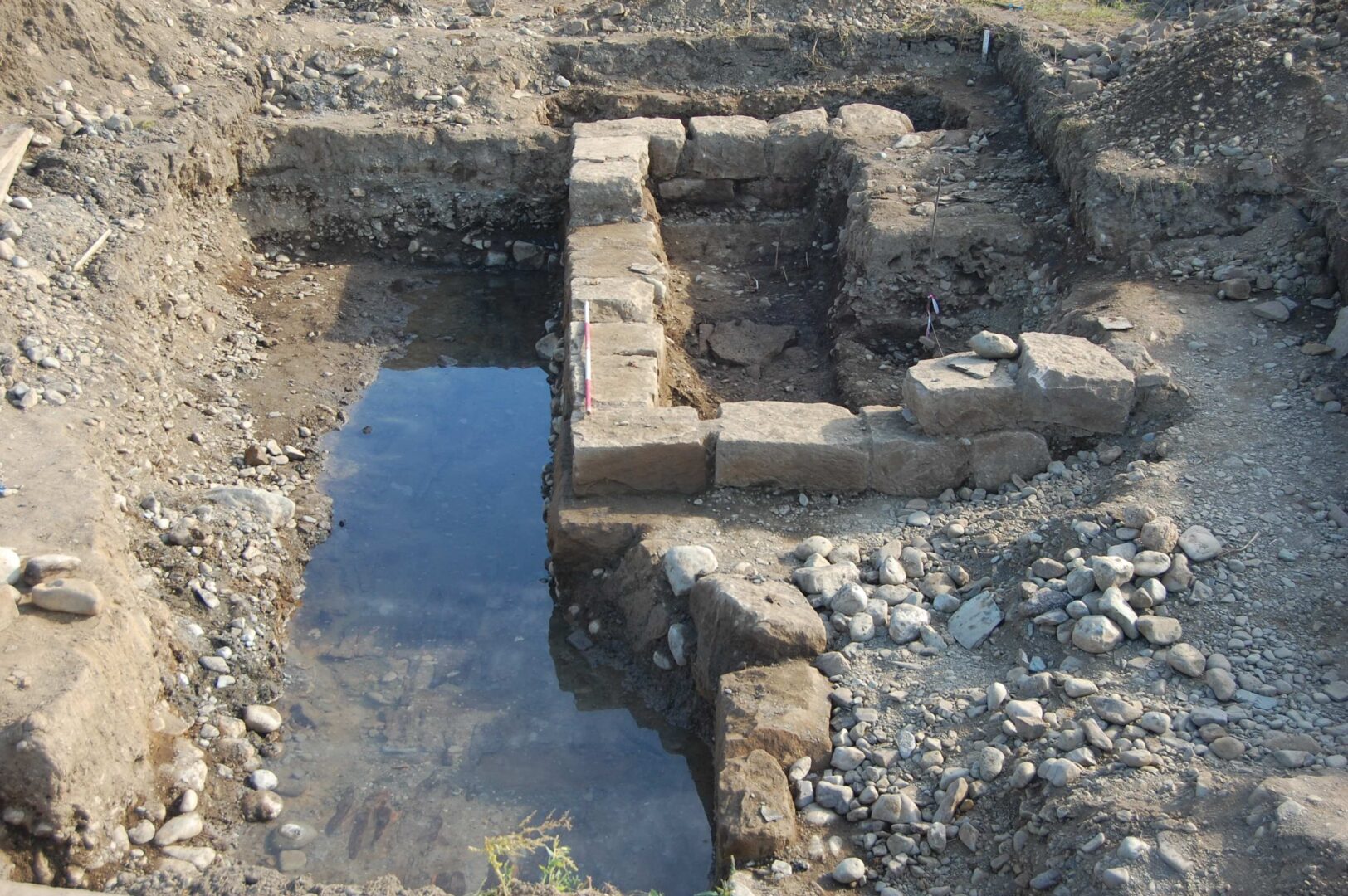 Remains of the 2nd century Romano British watermill uncovered during archaeological excavations to the west of Cockermouth in 2010