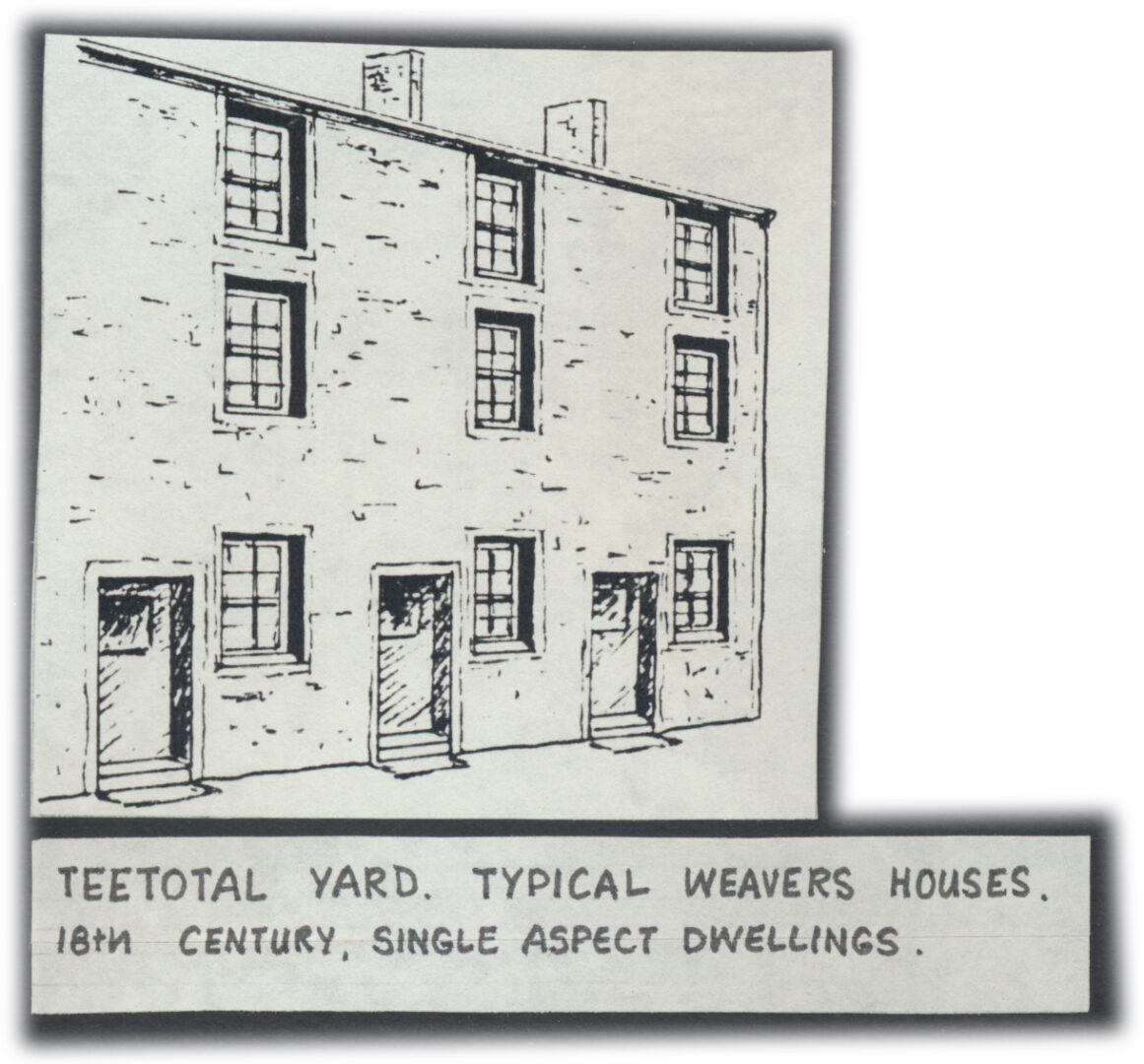 Teetotal Yard typical weavers houses 18C single aspect dwellings 1989 drawing