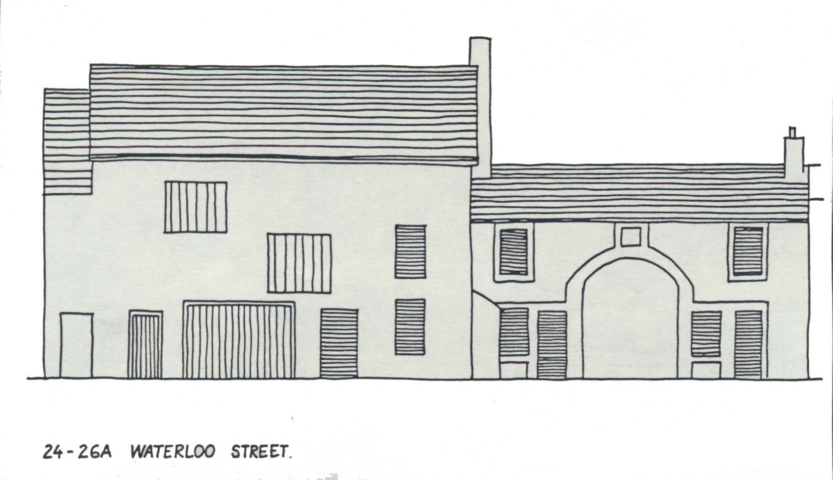 Waterloo Street 24 26A front elevation 1989 drawing